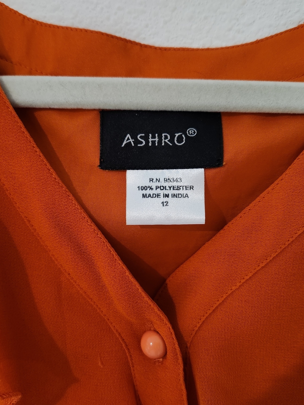 ASHRO Orange Tie-Front Ruffle Blouse - Picture 6 of 8